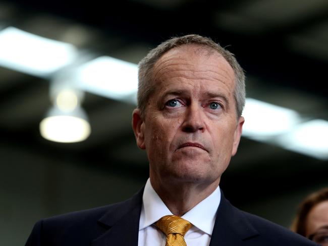 NEWS2019ELECTION 2/5/2019. DAY 22Opposition Leader Bill Shorten speaking at a press conference with Deputy Leader of the Opposition, Tanya Plibersek, Shadow Minister for Climate Change and Energy, Mark Butler and Member for Braddon, Justine Keay after a tour of Direct Edge Manufacturing in Burnie, Tasmania.Picture Kym Smith