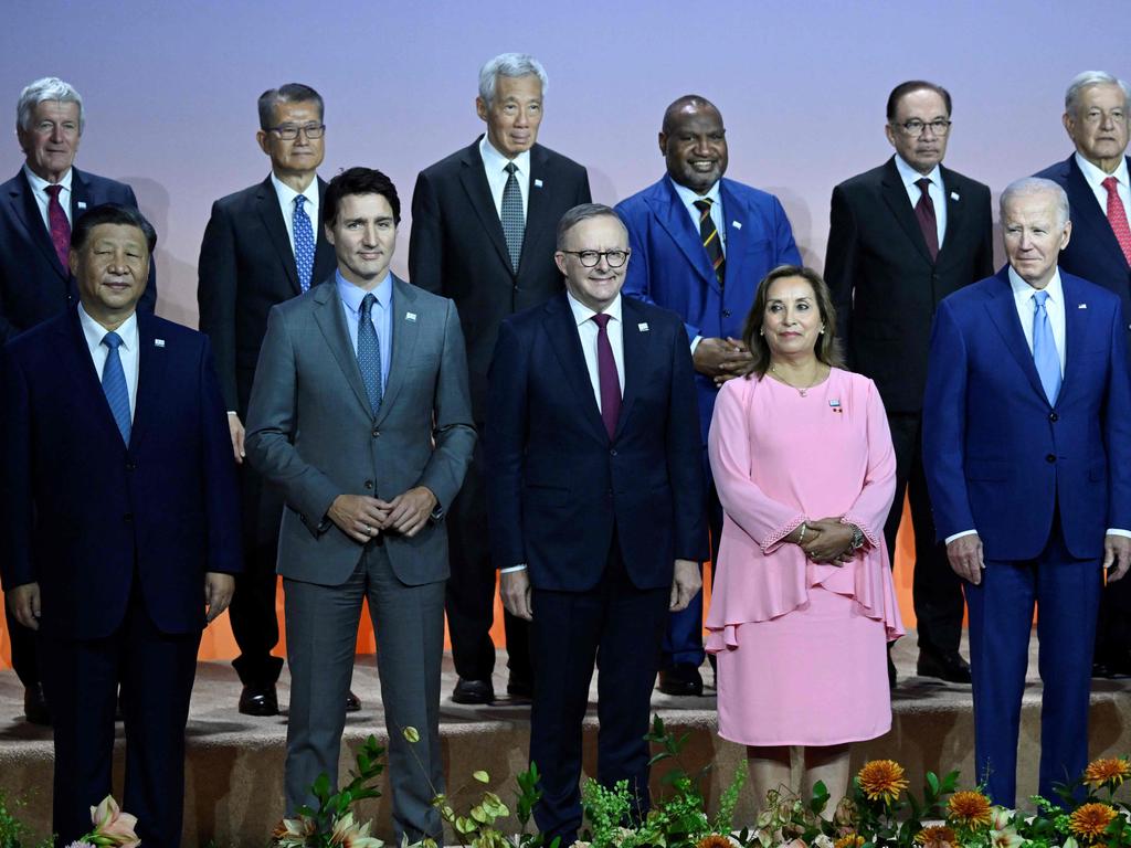 World leaders pose for a photo at the Asia-Pacific Economic Cooperation summit in San Francisco. Picture: AFP