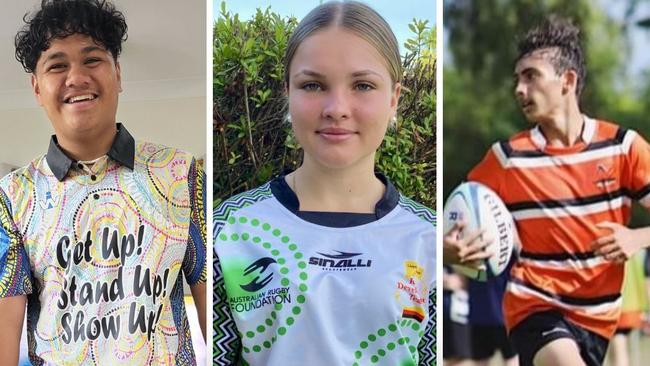 Lance Po Ching, Paige McCourt and Jias Mick are standout NT rugby juniors. Picture: NT Rugby Union