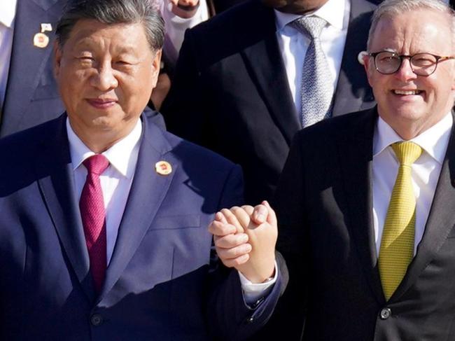 It was all hand-holding and smiles at last year’s G20 summit in Rio de Janeiro last year for Australian Prime Minister Anthony Albanese and his favourite communist dictator, Chinese President Xi Jinping. Picture: Getty Images