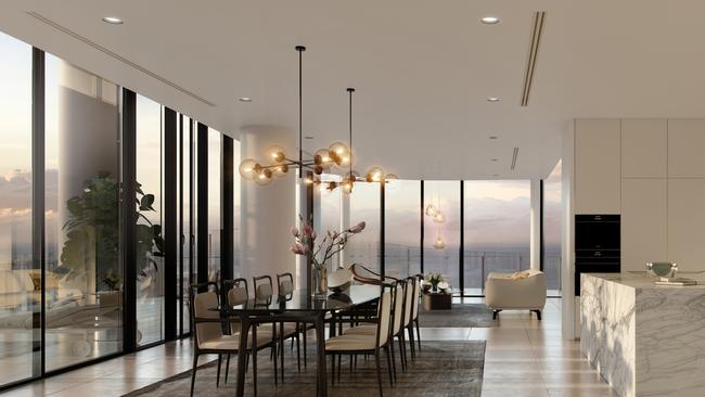 An artist impression of the Sky Villas in Sunland's 272 Hedges Ave tower. Picture: Sunland Group