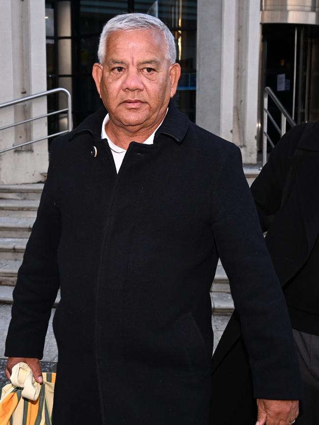 Sam Kerr's father Roger Kerr (L) leaves court in London. Picture: Getty Images