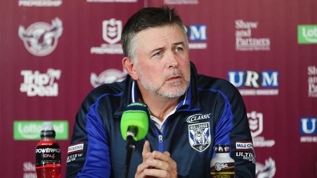 Pay speaks to the media following Canterbury’s disappointing loss to Manly. Picture: AAP