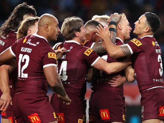 Daly Cherry-Evans was happy to put the 2021 series behind him after a big win for the Maroons. Picture: Mark Kolbe/Getty Images