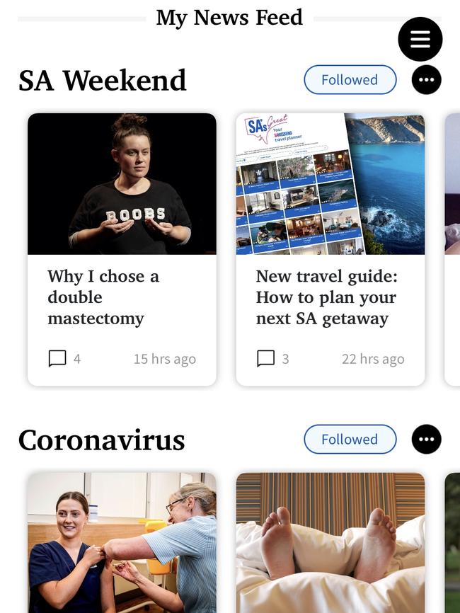 My News Feed allows you to choose the sections and journalists you want to appear on your app home screen.