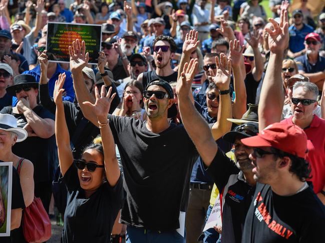 Almost a thousand protesters turned out at Parliament House for Darwin's third rally against crime. Pic: Pema Tamang Pakhrin