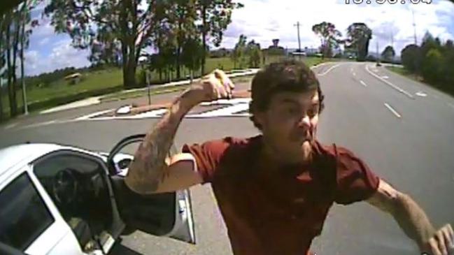A screenshot of an alleged attack on a 48-year-old Clayton’s Towing truck driver. The video was only submitted to Queensland Police, for privacy reasons.