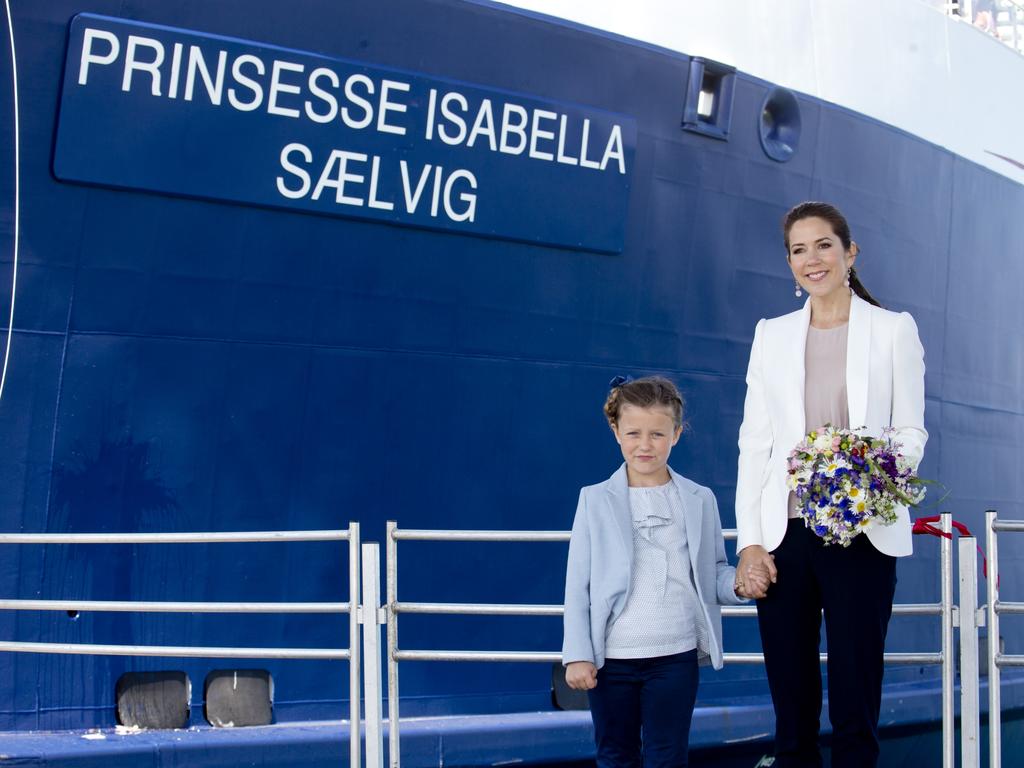 On the same visit, Princess Isabella names a Ferry after herself at Saelvig Harbour. Picture: Julian Parker/UK Press via Getty Images