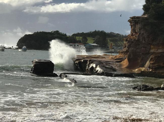 The headland gets hammered in high seas. Picture: Anthony Parry