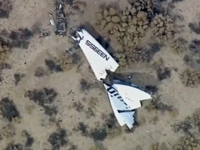 End of a dream? ... an overhead view of the debris from SpaceShipTwo, which crashed in California.