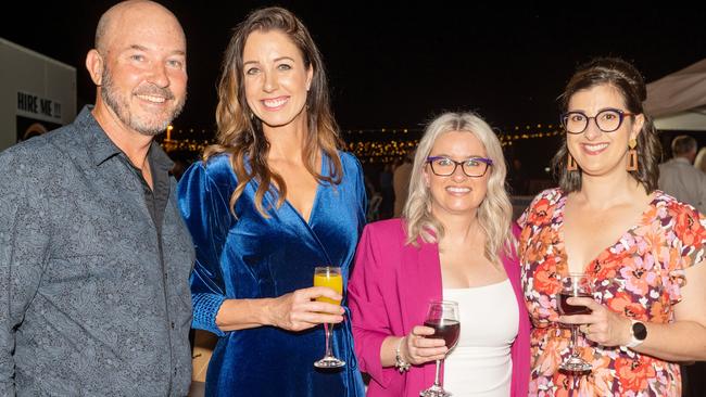 David Riley, Jody Zimmermann, Rebecca Vella and Kelly Menzies at Dinner on the Runway for Mackay Hospital Foundation, Mackay Airport Friday 8 September 2023 Picture: Michaela Harlow