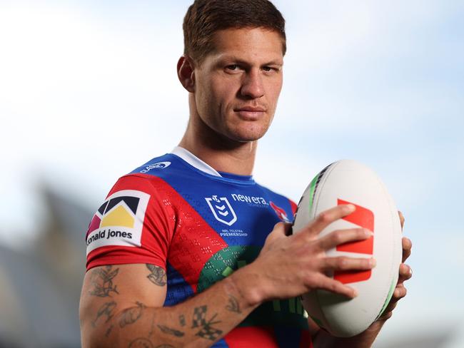 SYDNEY, AUSTRALIA - SEPTEMBER 09: Kalyn Ponga of the Newcastle Knights poses during the 2024 NRL Telstra Premiership Finals Series Launch at Hickson Reserve on September 09, 2024 in Sydney, Australia. (Photo by Mark Metcalfe/Getty Images)