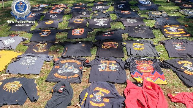 Bandidos colours and paraphernalia allegedly seized by Raptor Squad during a series of raids across Hunter and mid-north- coast. Picture: NSW Police.