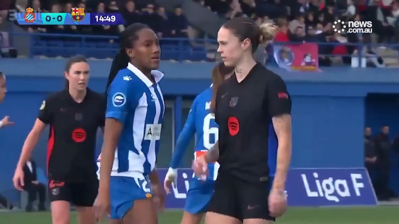 Female football star violates rival in inappropriate action