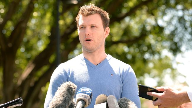 Jeff Horn speaks to the media today. Picture: Bradley Kanaris/Getty Images