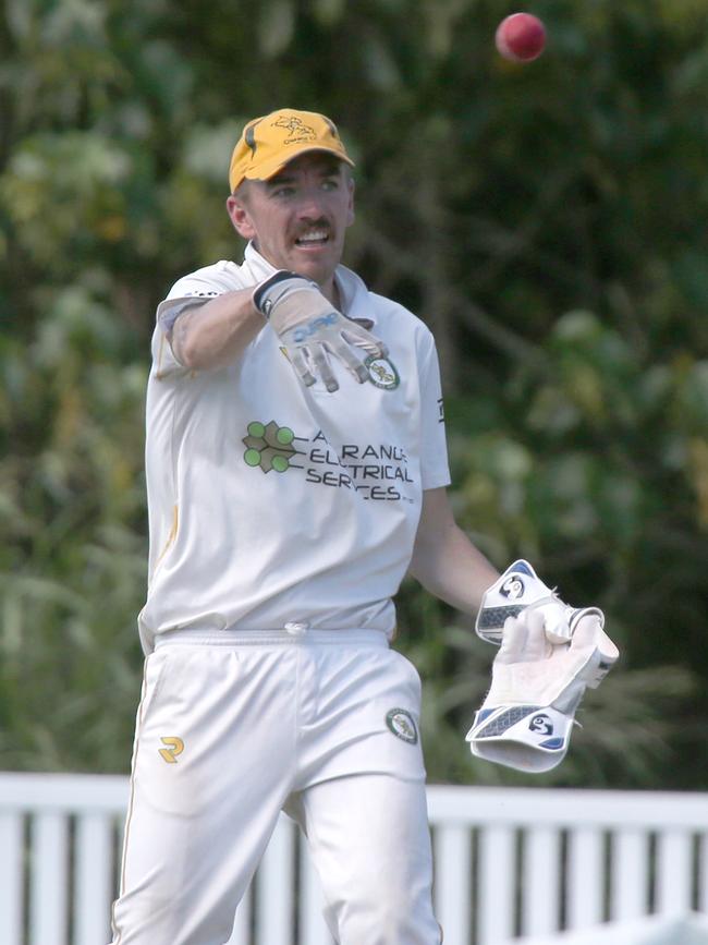 Michael Manns traded the gloves for the ball. Pic Mike Batterham