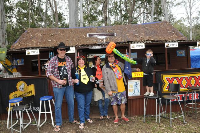 The gang ready for the Muster - Grantley Rayner, Ros Layt, Charmain Journeaux, Kev Meredith and Jesse Ky Journeaux. Picture: Craig Warhurst