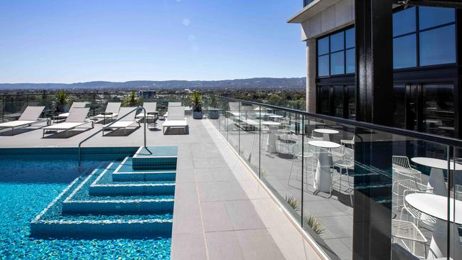 The roof top “vanity” pool at the Crowne Plaza. Picture: Russell Millard