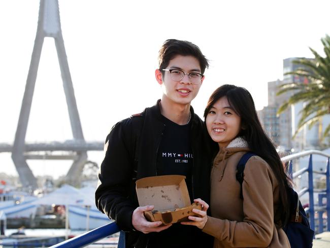 Kenny Ho and girlfriend Emily Huang at Sydney Fish Markets this week. Picture: Jonathan Ng