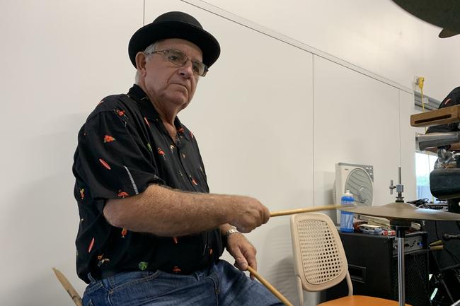 Greg Johnson plays the drums at the Sarina Country Music Family Afternoon. Picture: Duncan Evans