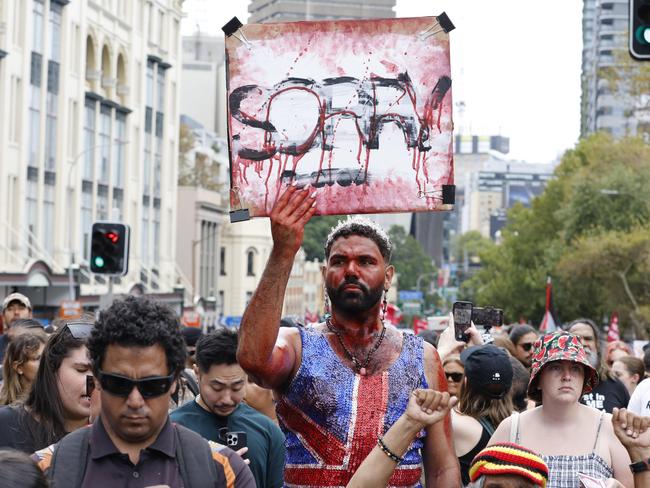 SYDNEY, AUSTRALIA - NewsWire Photos JANUARY 26, 2025: Protesters march at the Invasion day protest in Sydney.Picture: NewsWire / Damian Shaw