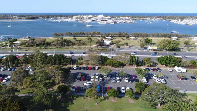 Aerial view of Carey Park at Southport. Picture Glenn Hampson.