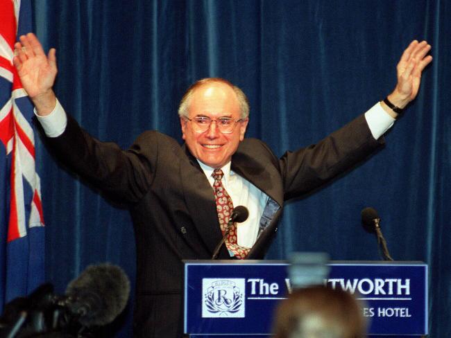 John Howard claiming victory for the Coalition in 1996.