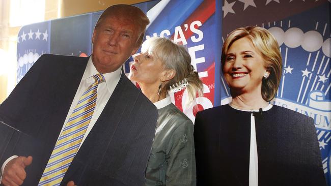 Cardboard cut-outs of Republican presidential candidate Donald Trump and Democrat Hillary Clinton at a function in Sydney on Wednesday.