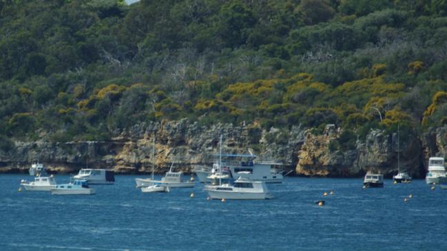 Blackwall reach cliff and moorings, Swan River, Western Australia. Picture: