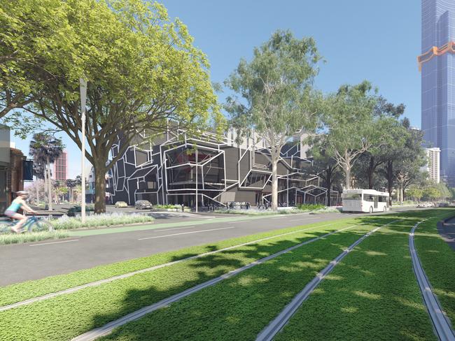 Tram tracks will be surrounded by grass. Image: City of Melbourne