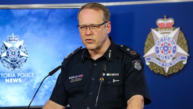 MELBOURNE , AUSTRALIA - NewsWire Photos 15 SEPTEMBER , 2020 :  Victorian Police Deputy Commissioner Neil Paterson answers questions at press conference into police procedures under investigation.An arrest on Sunday in Epping and a police shooting in Lilydale this morning were the matters discussed.  Picture : NCA NewsWire / Ian Currie