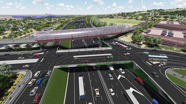 An artist impression of the Darlington Upgrade - the view from north of Sturt Rd, looking south.