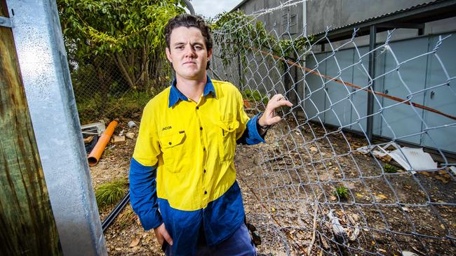 Scam victim Jacob Byrne at his worksite. Picture: Nigel Hallett