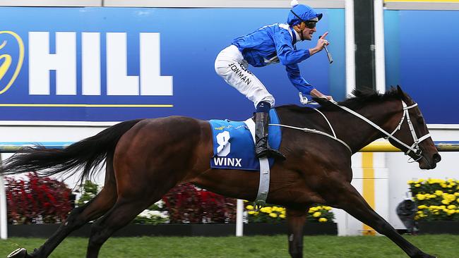 Winx with Hugh Bowman on-board wins easily.