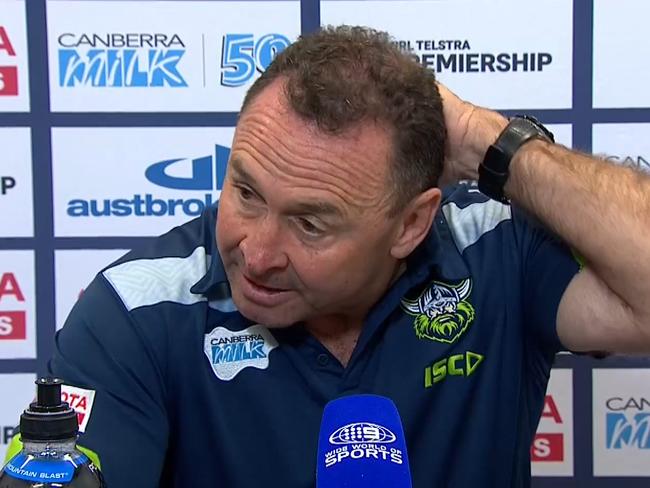 Ricky Stuart was in a bad mood post match.