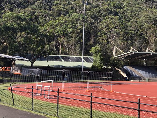 The synthetic athletics track at the NSW Government's Sydney Academy of Sport was declared “unsafe” after damage to the track surface. Picture: Jim O’Rourke