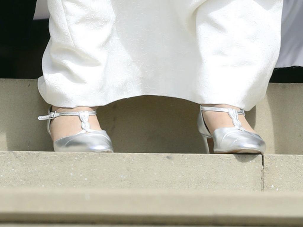 She wore some rather sparkly silver shoes for the event.  (Steve Parsons/Pool Photo via AP)