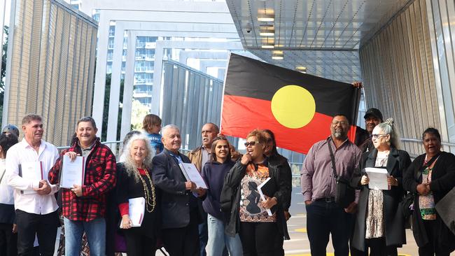 Kabi Kabi people celebrating after the native title ruling in Brisbane. Picture: Liam Kidston