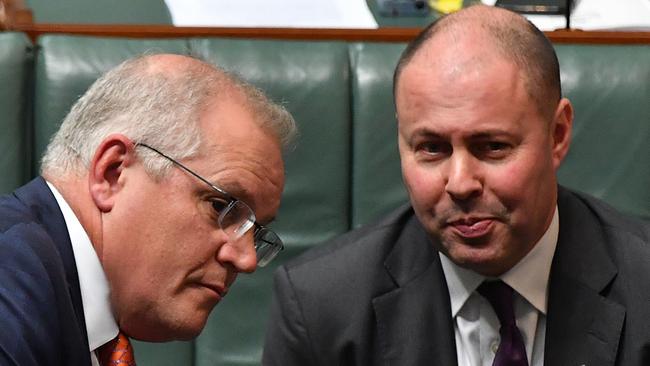 Scott Morrison and Josh Frydenberg. Picture: Sam Mooy/Getty Images.