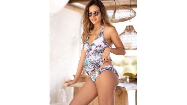 Palm Print Maternity Swimwear Tankini