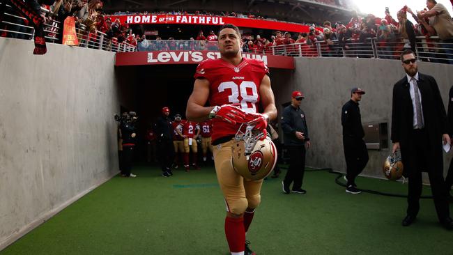SANTA CLARA, CA - JANUARY 03: Jarryd Hayne #38 of the San Francisco 49ers walks onto the field against the St. Louis Rams prior to their NFL game at Levi's Stadium on January 3, 2016 in Santa Clara, California. Ezra Shaw/Getty Images/AFP == FOR NEWSPAPERS, INTERNET, TELCOS & TELEVISION USE ONLY ==