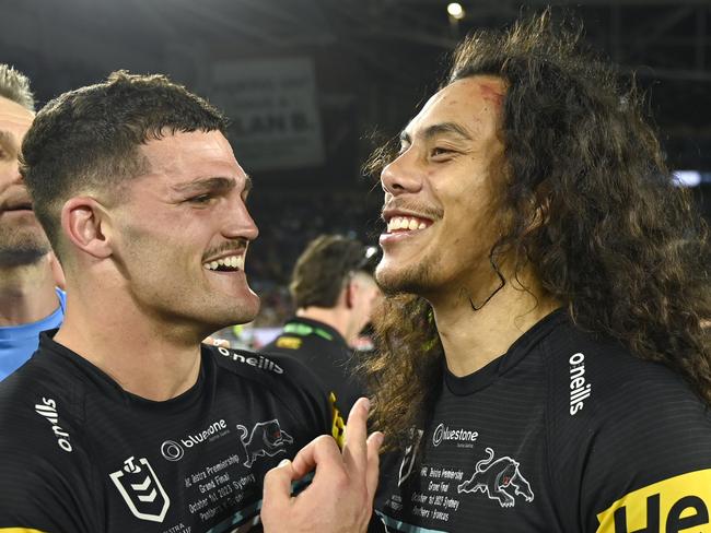 (L-R) Nathan Cleary and Jarome Luai.