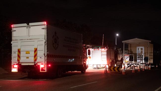 Emergency service vehicles arrive at Darwin Correctional Precinct after prisoners rioted on the roof of Darwin jail after mass breakout on May 13, 2020. Picture: Che Chorley