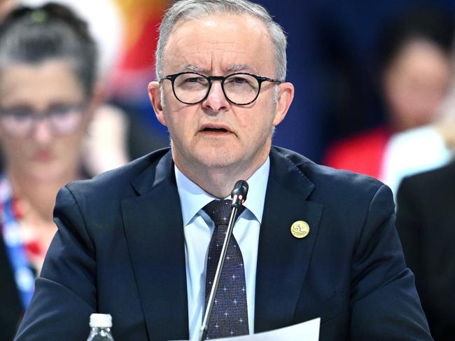 MELBOURNE, AUSTRALIA. MARCH 6, 2024. Australian Prime Minister Anthony Albanese (right) gives an address to the LeadersÃ¢â‚¬â„¢ Plenary during the 2024 ASEAN-Australia Special Summit at the Melbourne Convention and Exhibition Centre in Melbourne, Wednesday, March 6, 2024. PICTURE: POOL/ Joel Carrett/ NCA NewsWire