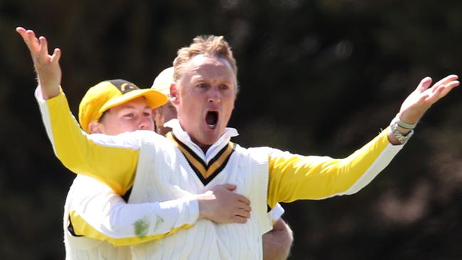 Sunbury's James Hughes celebrates a wicket. Picture: Mark Wilson