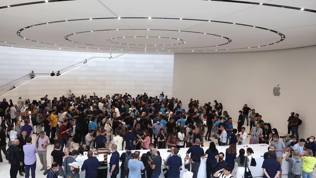 Crowds got to touch and feel the new gadgets at Apple Park. Picture: Justin Sullivan/Getty Images/AF.P