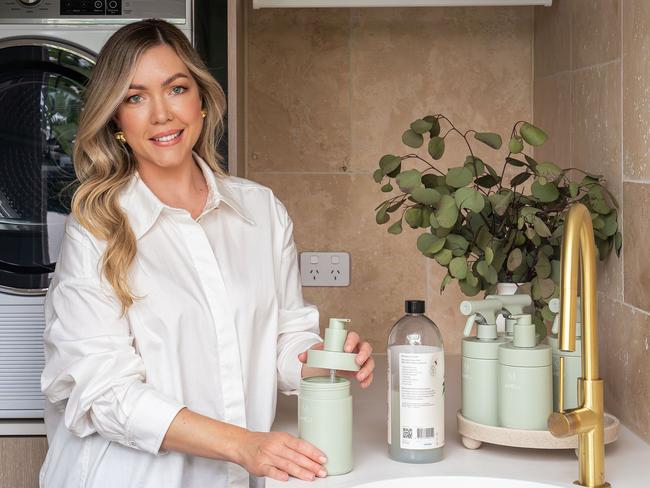 Social media content creator Cindy Mead has launched her new business, AmÃ©li Home, with a collection of refillable vessels designed to reduce single-use plastics in the home. Picture: Supplied