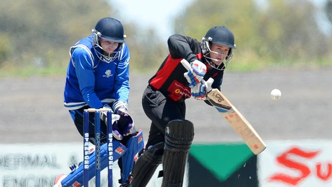 Rory Collins behind the stumps for Greenvale Kangaroos in Premier Cricket. Picture: Josie Hayden.