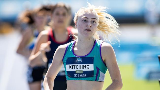 Hayley Kitching from Coffs Harbour winning her 1500m 19 years final.