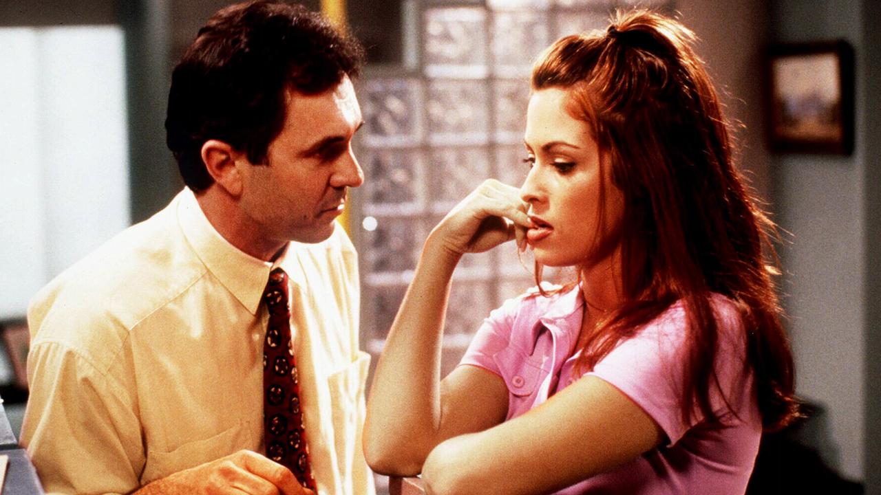 Alan Fletcher and Nicola Charles on the set of Neighbours.